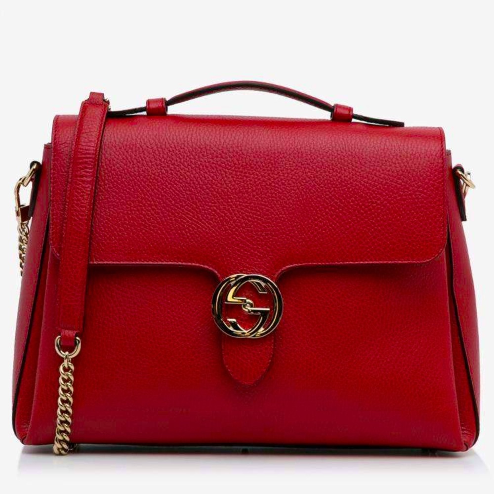 GUCCI Red Leather Shoulder Bag